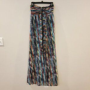Multicolored Striped Maxi Dress with Halter Top